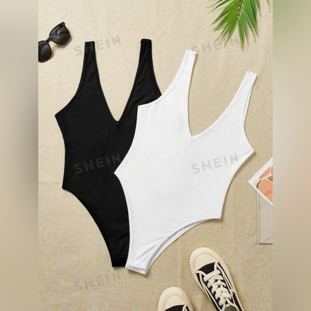 NWT Plunge V-Neck Bodysuit Set